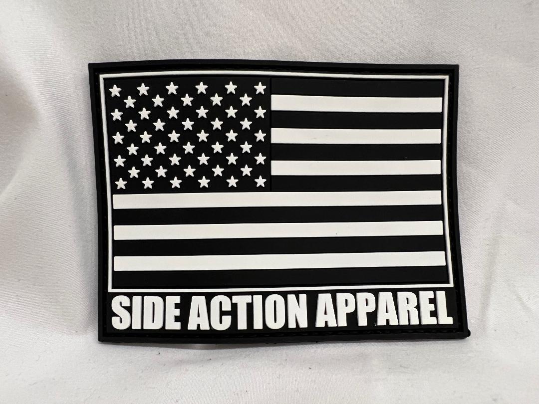 SAA Black and White American Flag Patch - Side Action Apparel